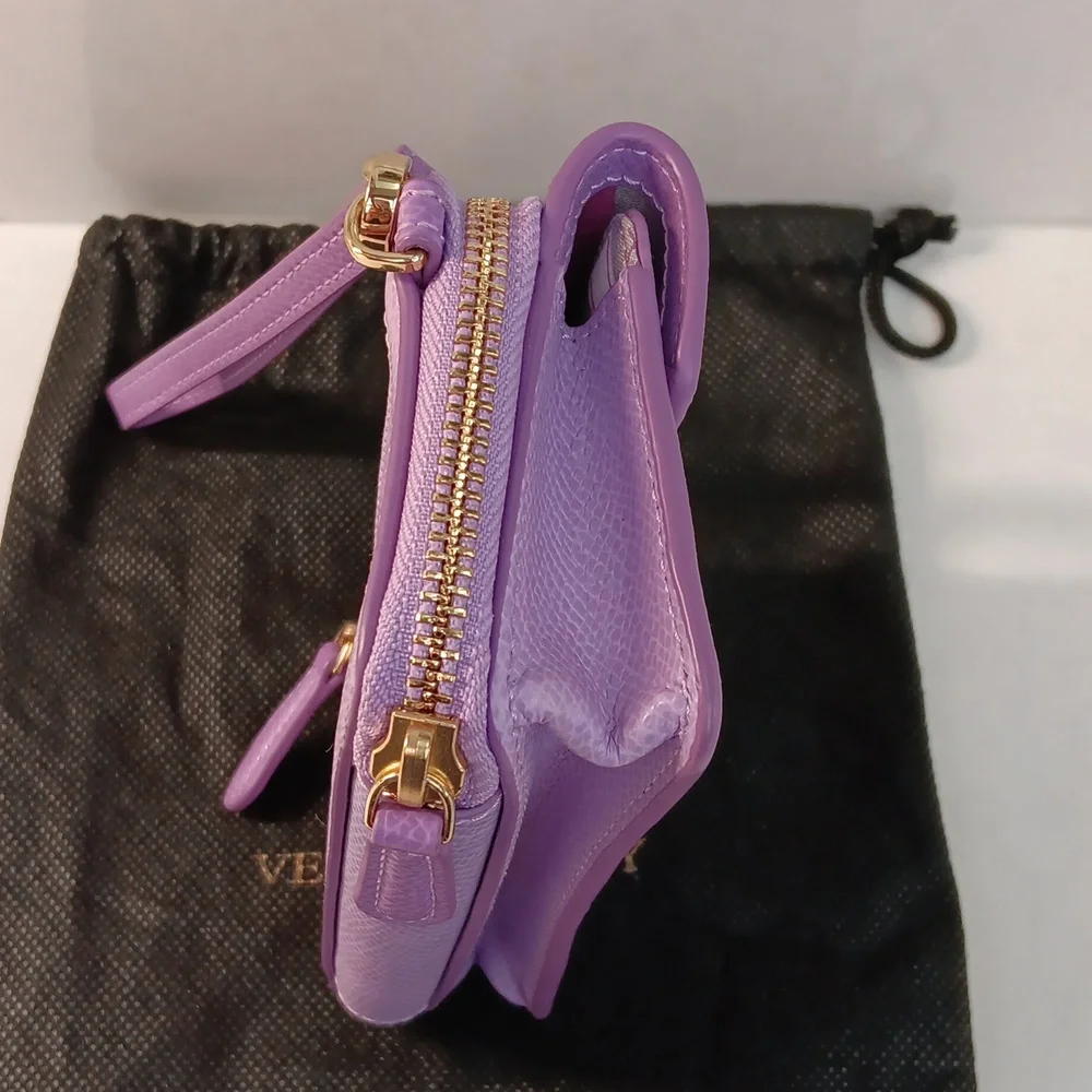 Vera Bradley Lilac Pebble Leather Smartphone Wristlet+Dust Bag Gold -Tone NWOT